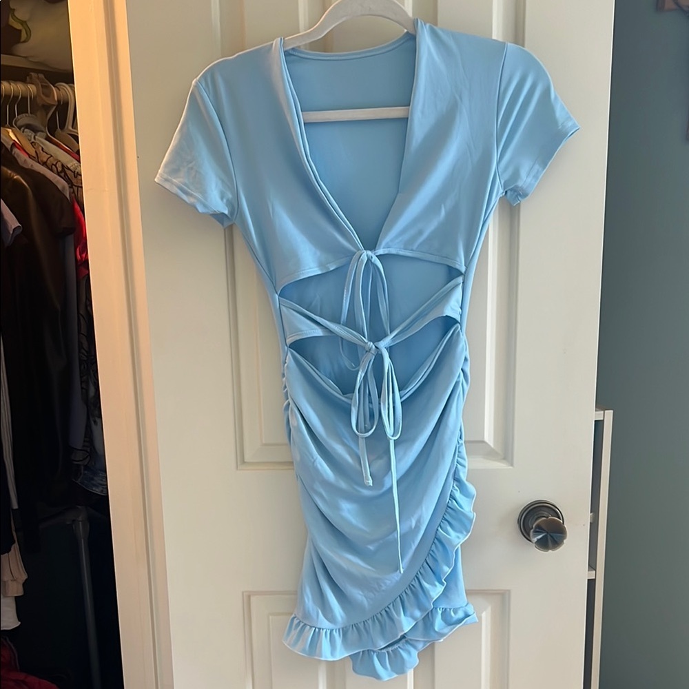 Light Blue Ruched Dress
